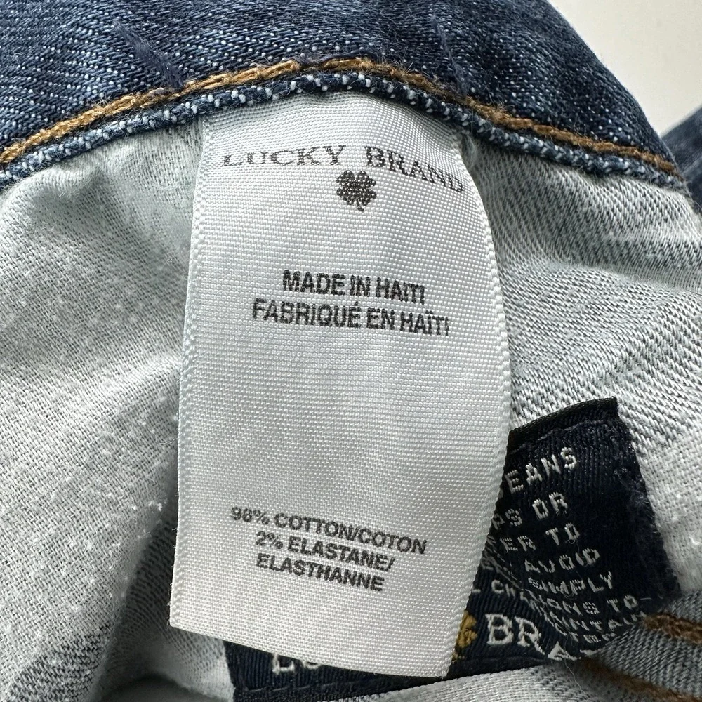 Lucky Brand 329 Straight Jeans Men actual 34x34‎ Blue Distressed Italian Denim